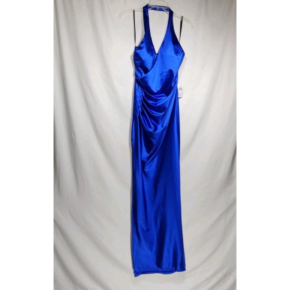 B Darlin Womens Halter Evening Sheath Dress Juniors Size 11/12 Blue NWT - Picture 1 of 9